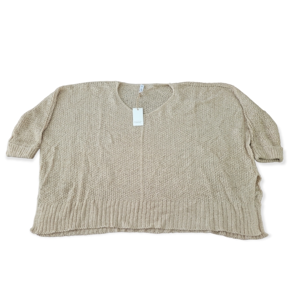 NWT WISHLIST Creamy Tan Loose Knit Oversized Pull Over Sweater, Size S/M